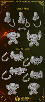 Anvil Warden Flamers y Meltas para Gravis Armor - Space Marines - Greytide Studio