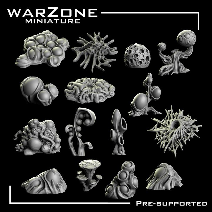 Set de plantas y biomasa alienígenas para Bases - Warzone Miniature
