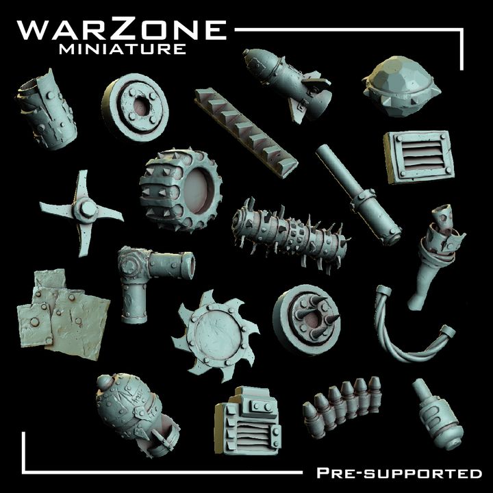 Bits de Vehículos Orkos vol. 1 - Ruedas, Placas, Cohetes y Tubos de Escape.