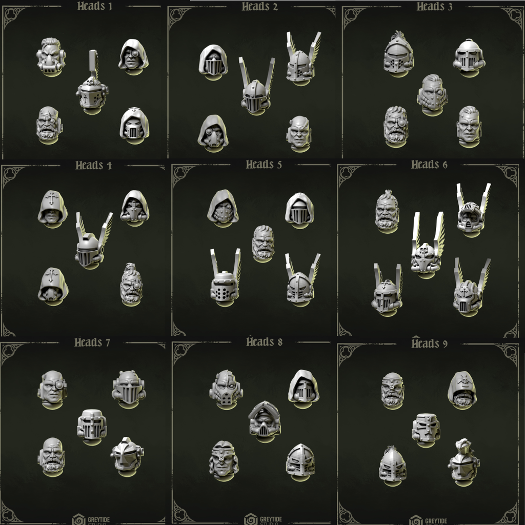 Eternal Pilgrims Cabezas y Cascos (10 diseños) - Space Marines - Greytide Studio