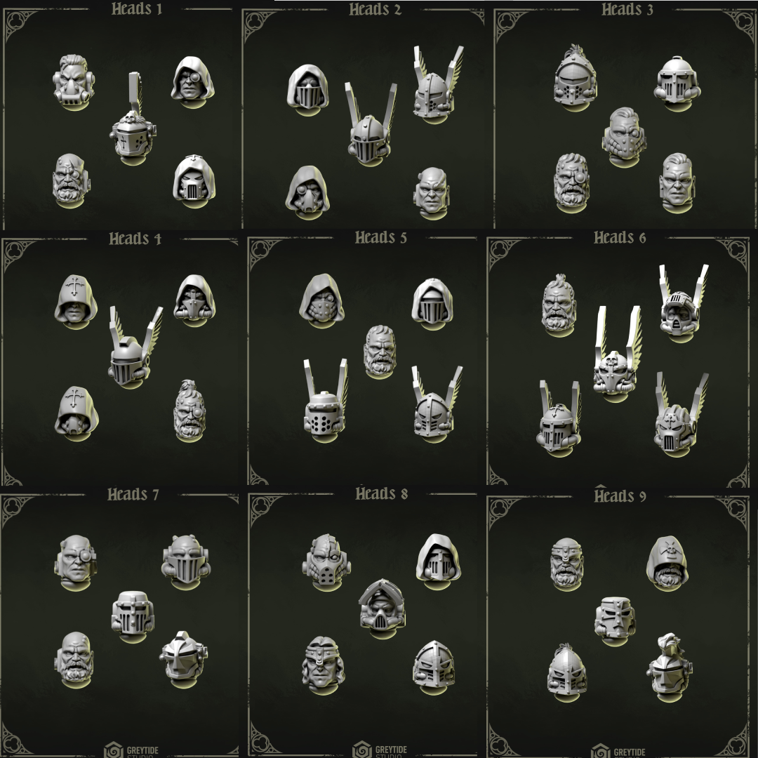 Eternal Pilgrims Cabezas y Cascos (10 diseños) - Space Marines - Greytide Studio