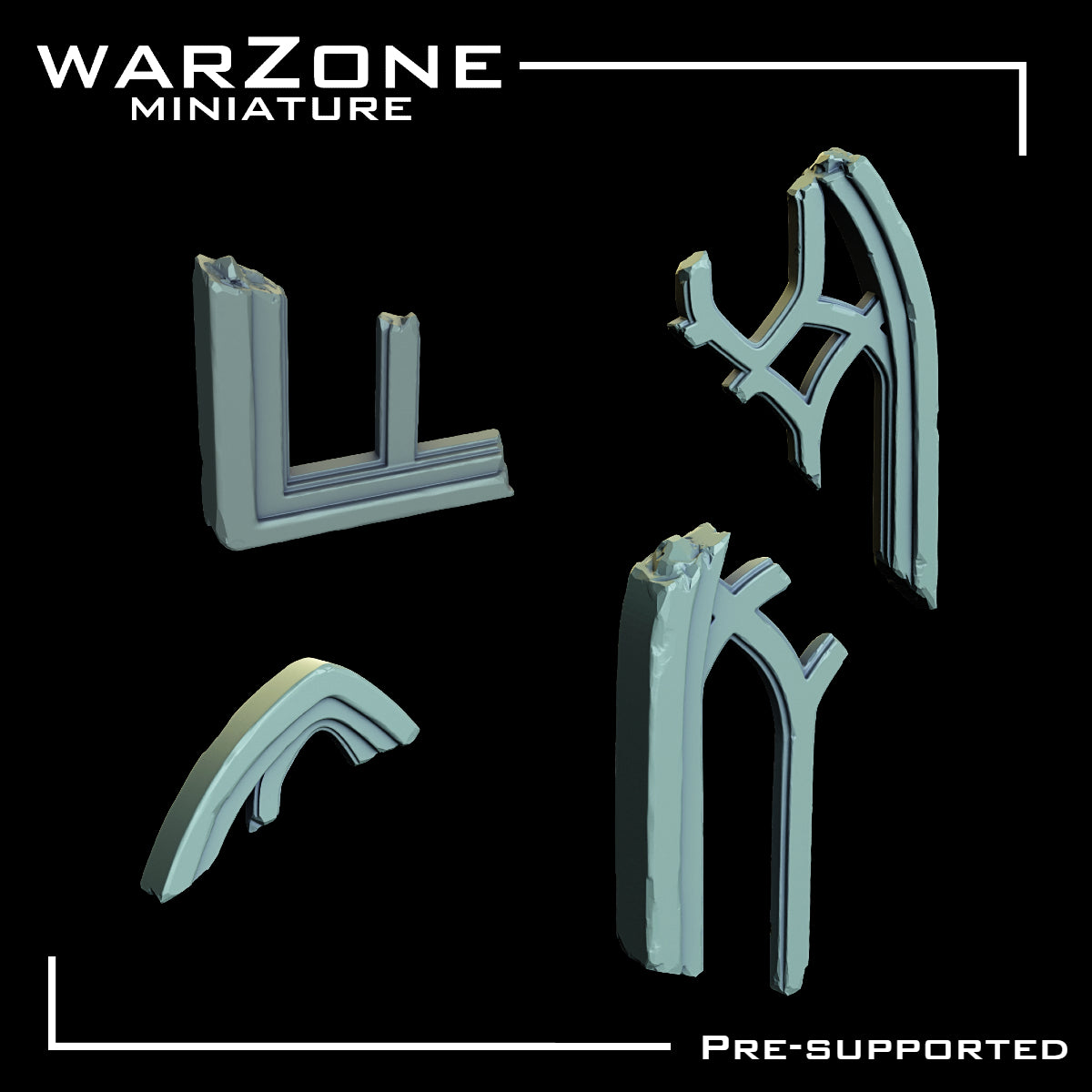 Set de Ruinas Góticas para Bases de Miniaturas - Ventanas y Pilares de Iglesia